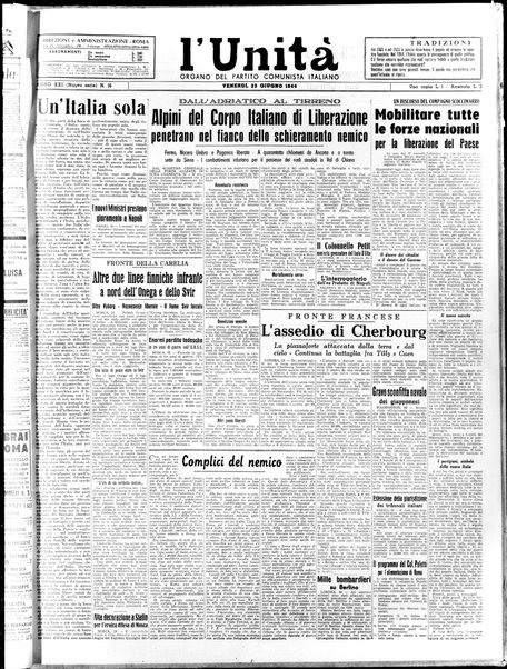 L'Unità : organo centrale del Partito comunista italiano